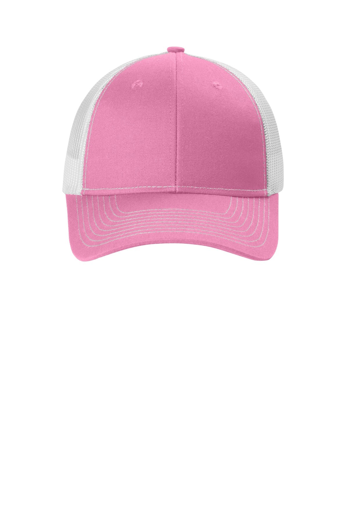 Front View of TrPk/Wht Port Authority Snapback Ponytail Trucker Cap LC401