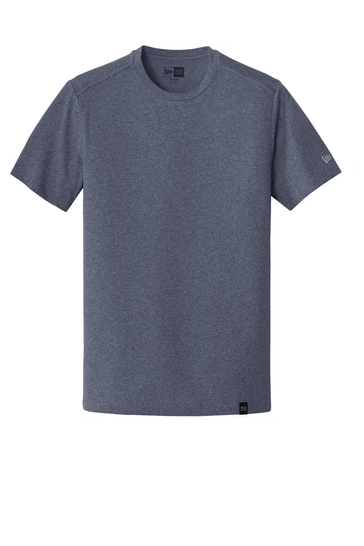 Front View of True Navy Hthr New Era Heritage Blend Crew Tee. NEA100