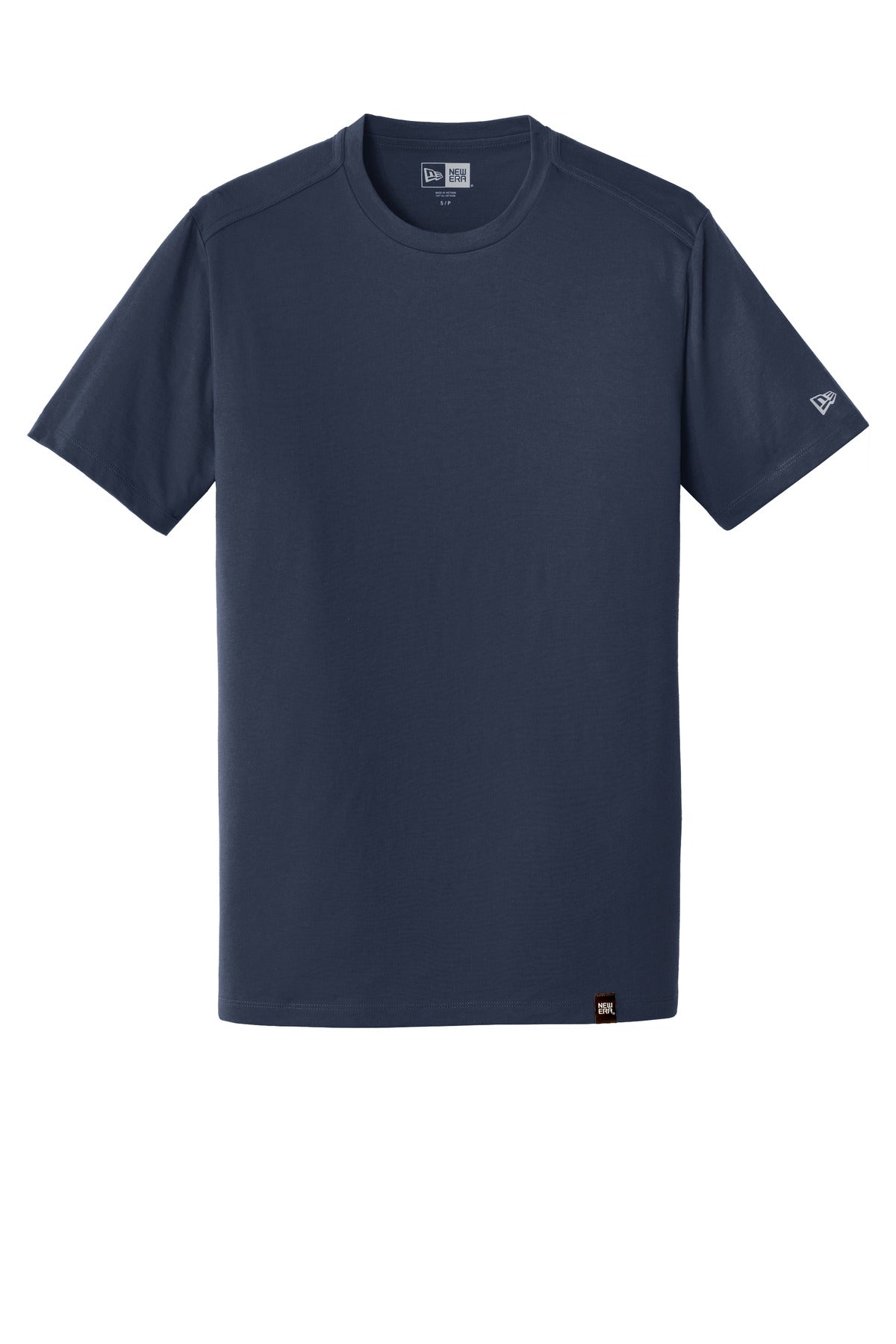 Front View of True Navy New Era Heritage Blend Crew Tee. NEA100