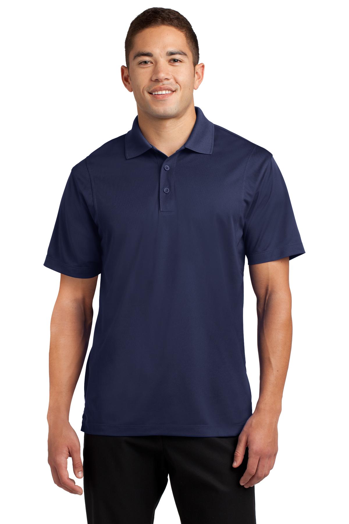 Front View of True Navy Sport-Tek Micropique Sport-Wick Polo. ST650