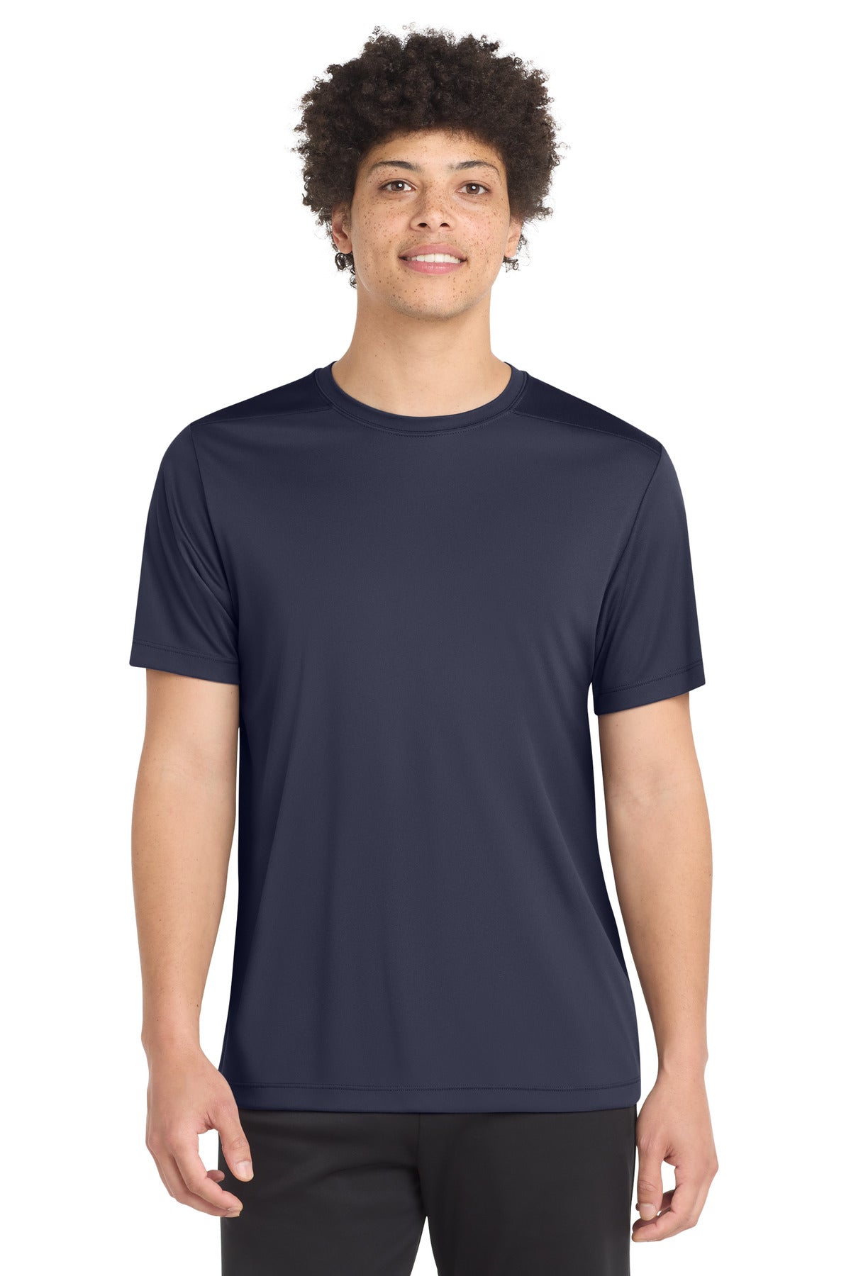 Front View of True Navy Sport-Tek Posi-UV Pro Tee. ST420