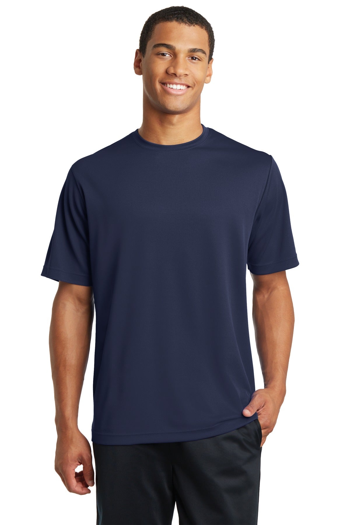 Front View of True Navy Sport-Tek PosiCharge RacerMesh Tee. ST340