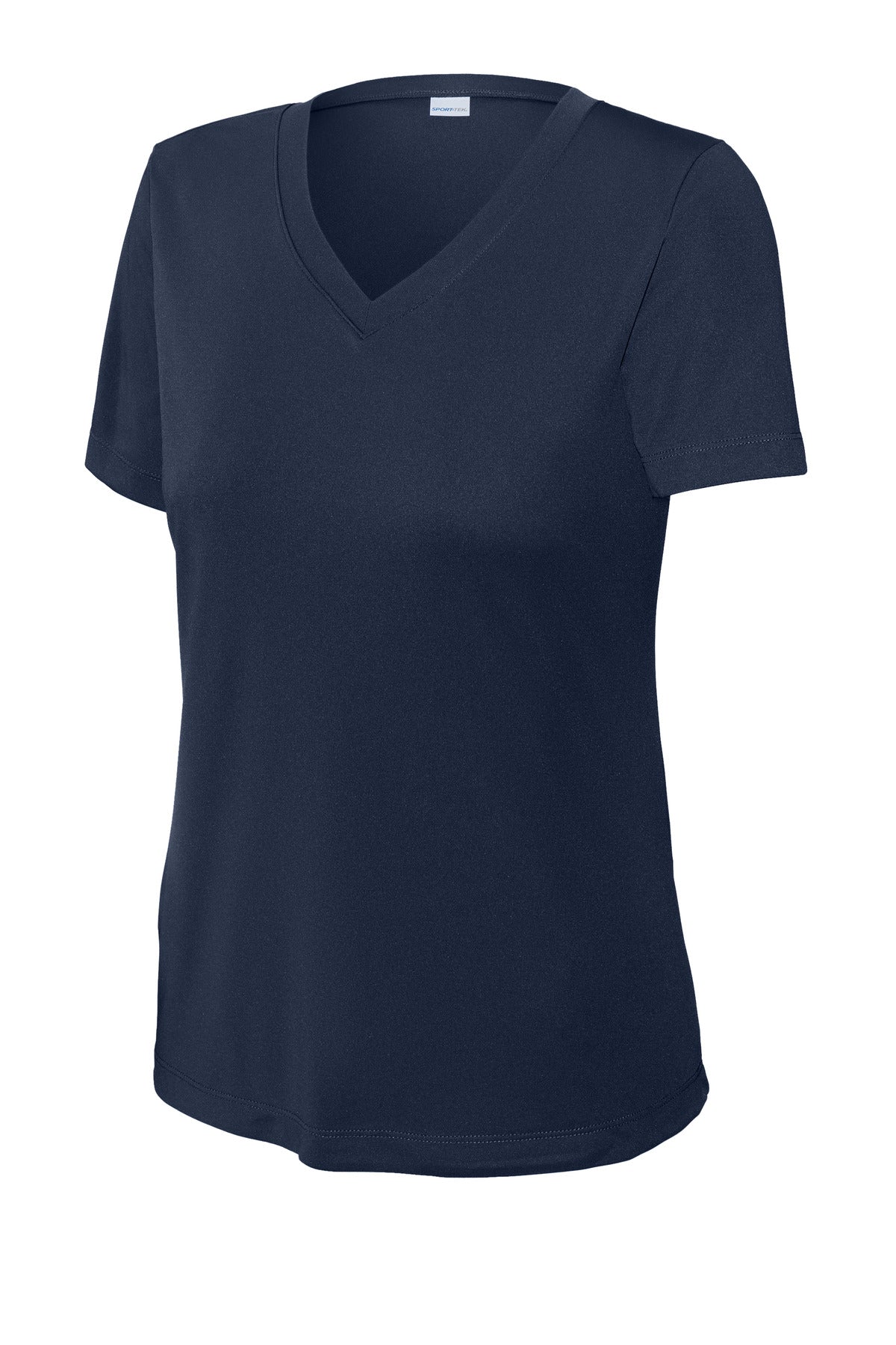 Front View of True Navy Sport-Tek Women's PosiCharge Competitor V-Neck Tee. LST353