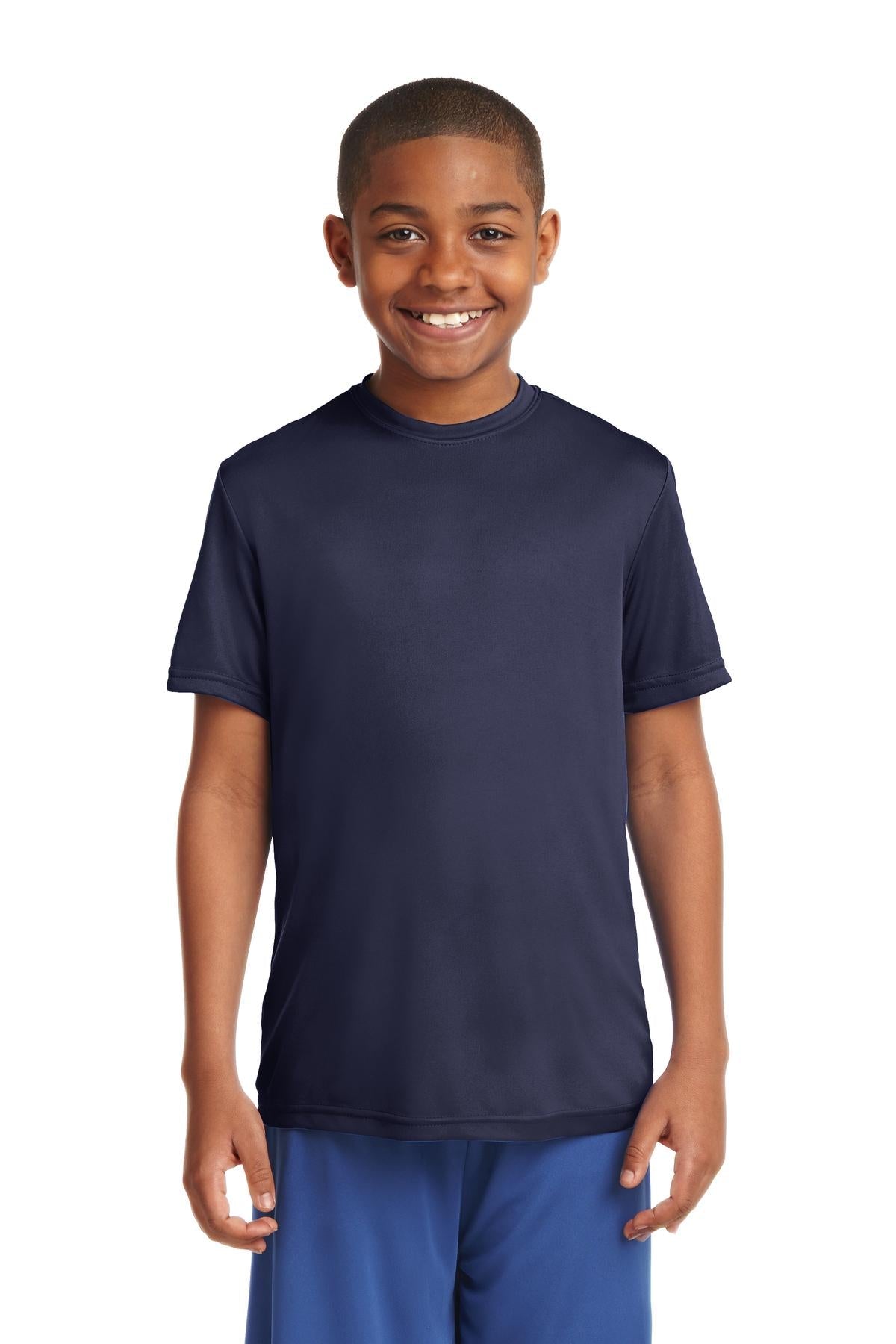 Front View of True Navy Sport-Tek Youth PosiCharge Competitor Tee. YST350