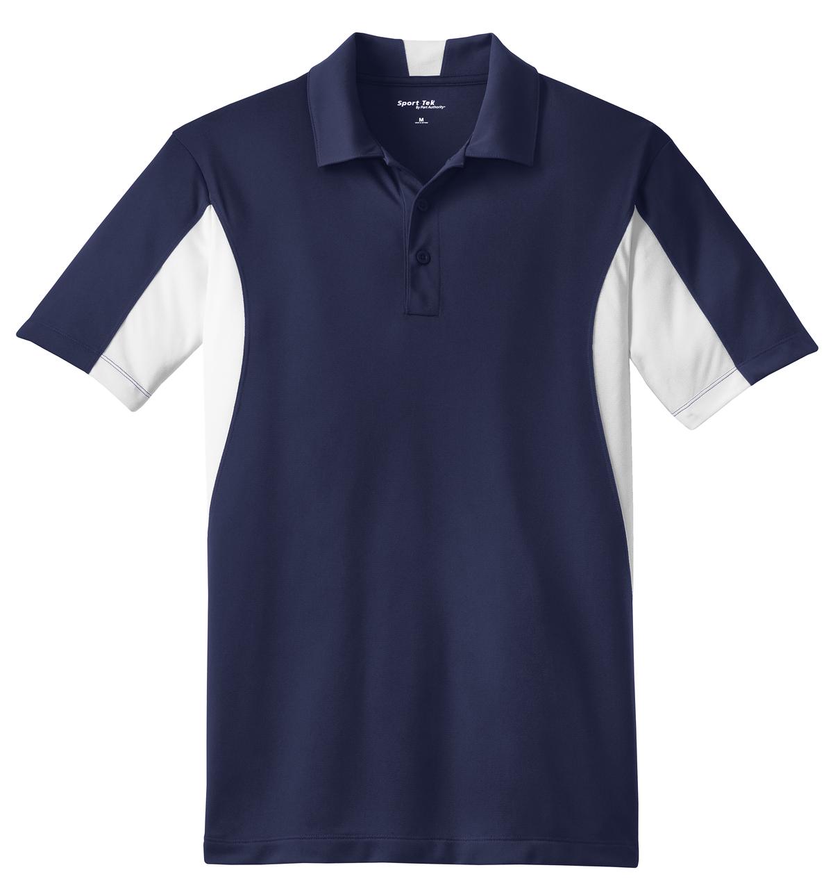 Front View of True Navy/Whit Sport-Tek Side Blocked Micropique Sport-Wick Polo. ST655