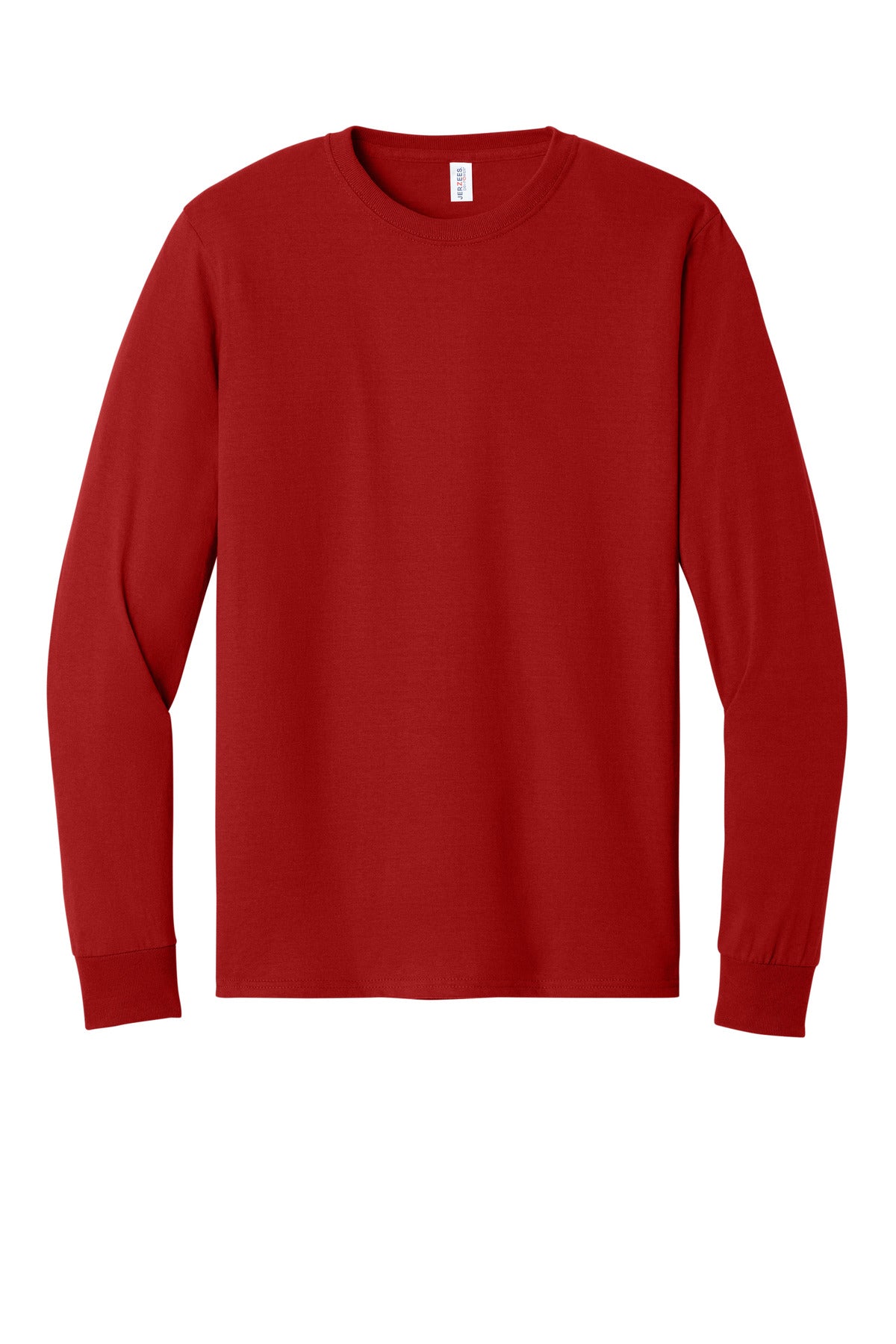 Front View of True Red Jerzees - Dri-Power 50/50 Cotton/Poly Long Sleeve T-Shirt. 29LS