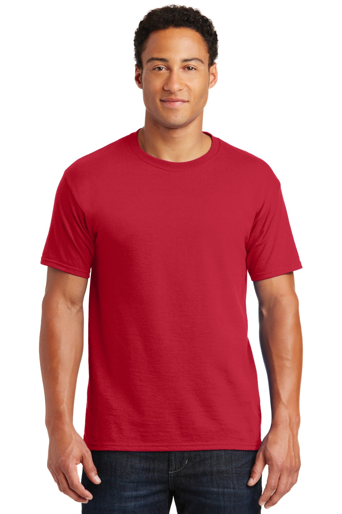 Front View of True Red Jerzees - Dri-Power 50/50 Cotton/Poly T-Shirt. 29M