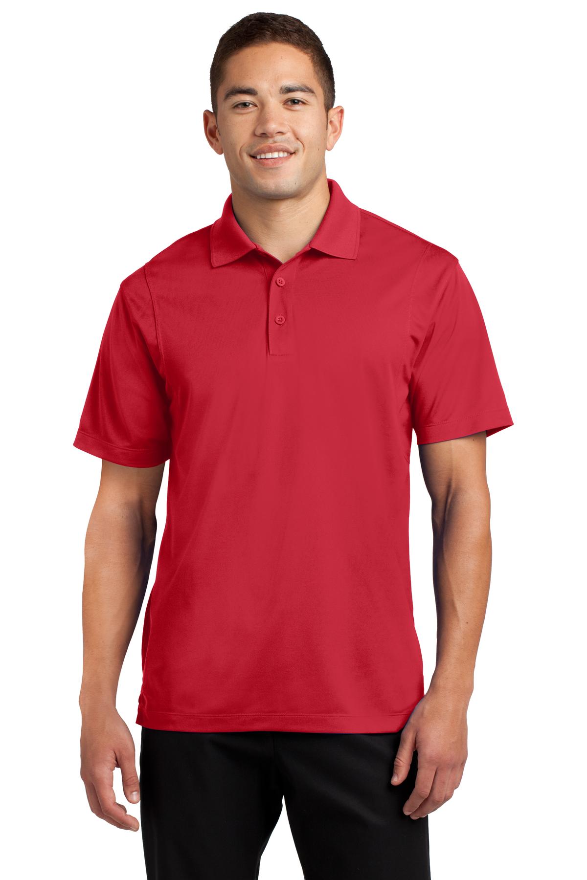 Front View of True Red Sport-Tek Micropique Sport-Wick Polo. ST650