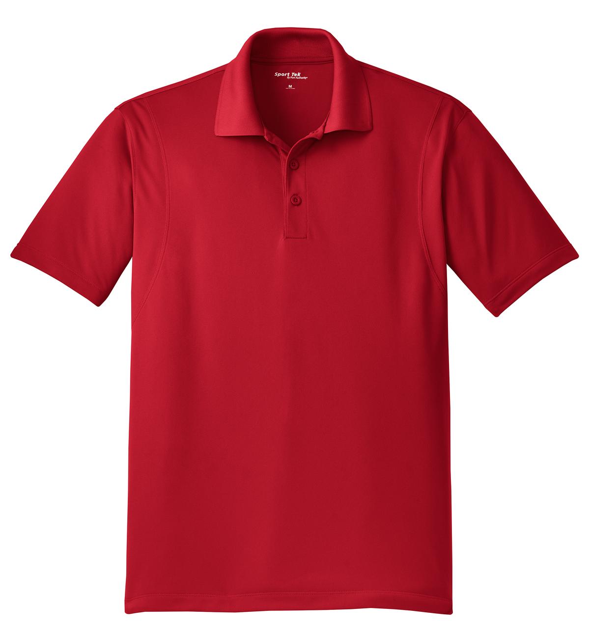 Front View of True Red Sport-Tek Micropique Sport-Wick Polo. ST650