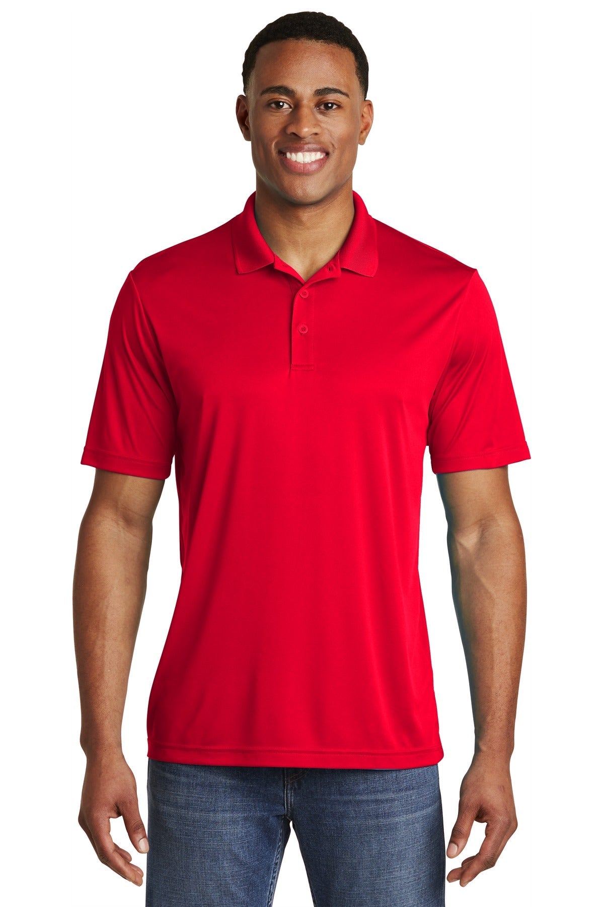 Front View of True Red Sport-Tek PosiCharge Competitor Polo. ST550