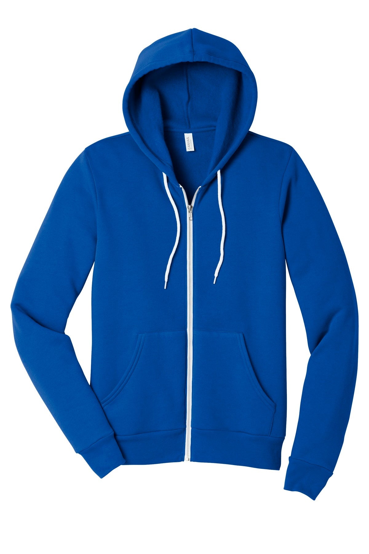 Front View of True Royal BELLA+CANVAS Unisex Sponge Fleece Full-Zip Hoodie. BC3739