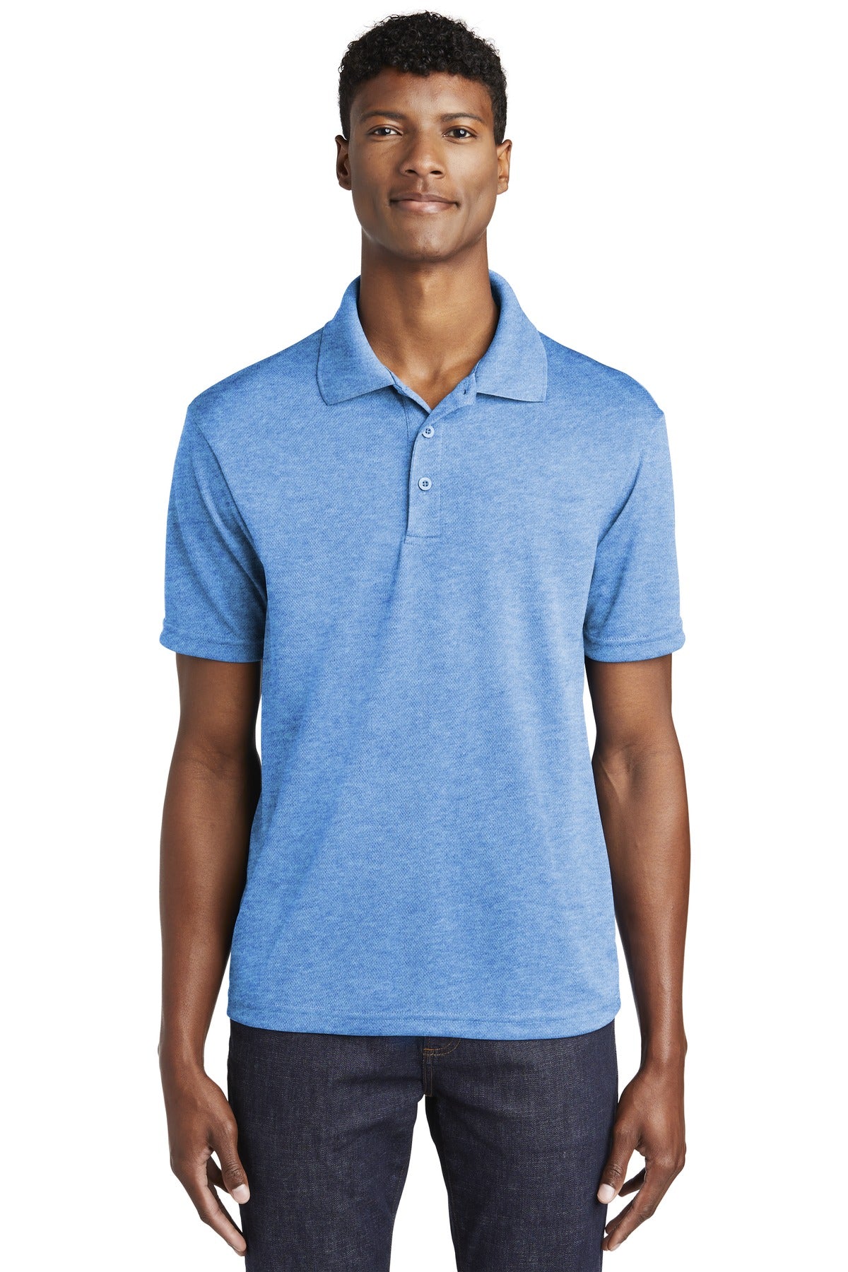 Front View of True Royal Hth Sport-Tek PosiCharge RacerMesh Polo. ST640