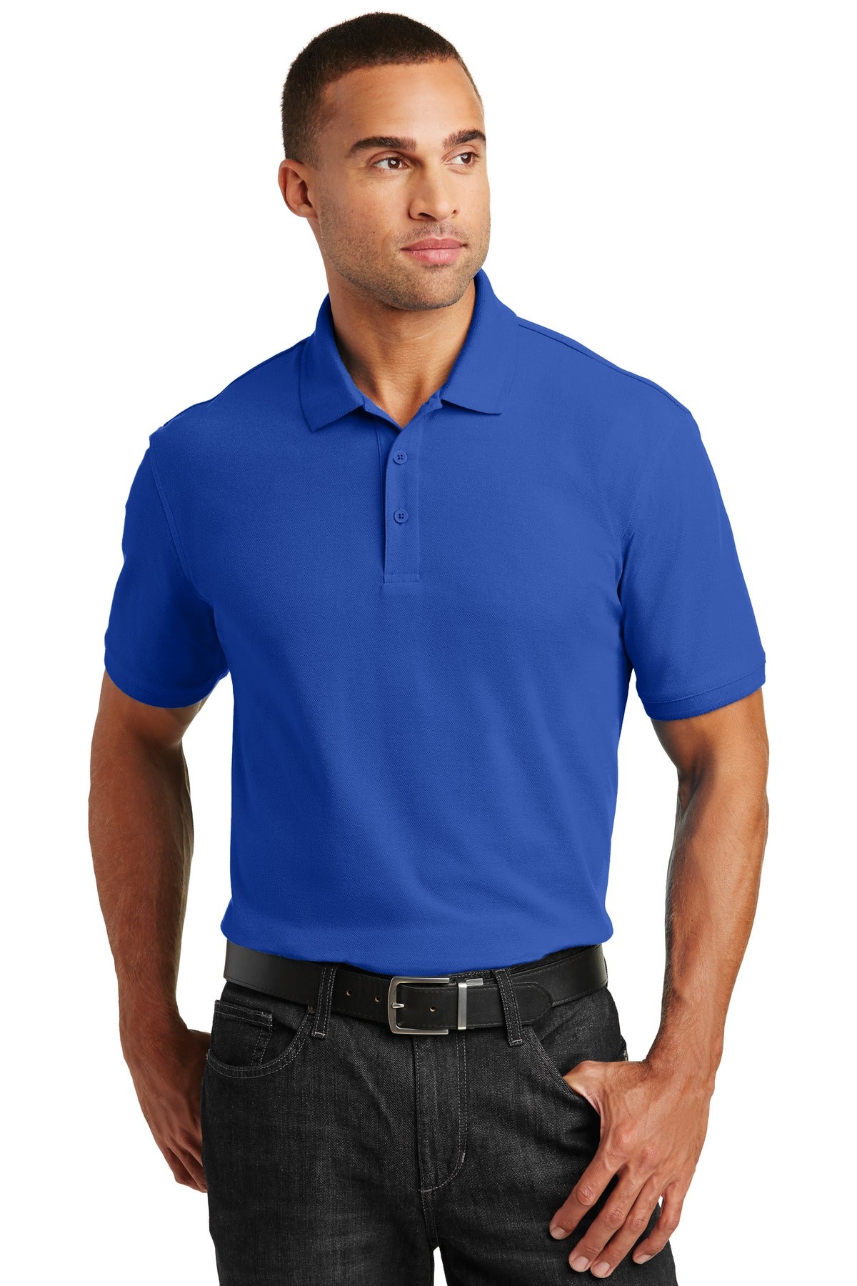 Front View of True Royal Port Authority Core Classic Pique Polo. K100