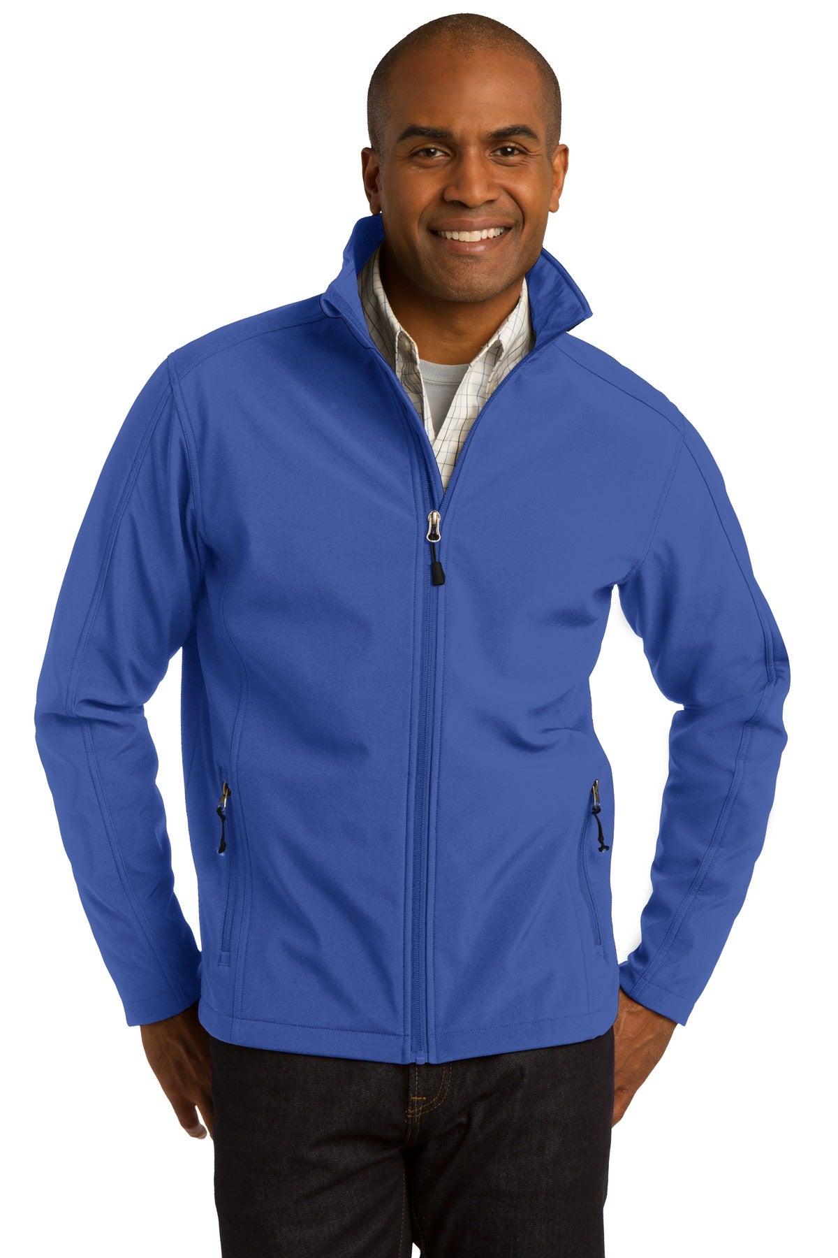 Front View of True Royal Port Authority Core Soft Shell Jacket. J317