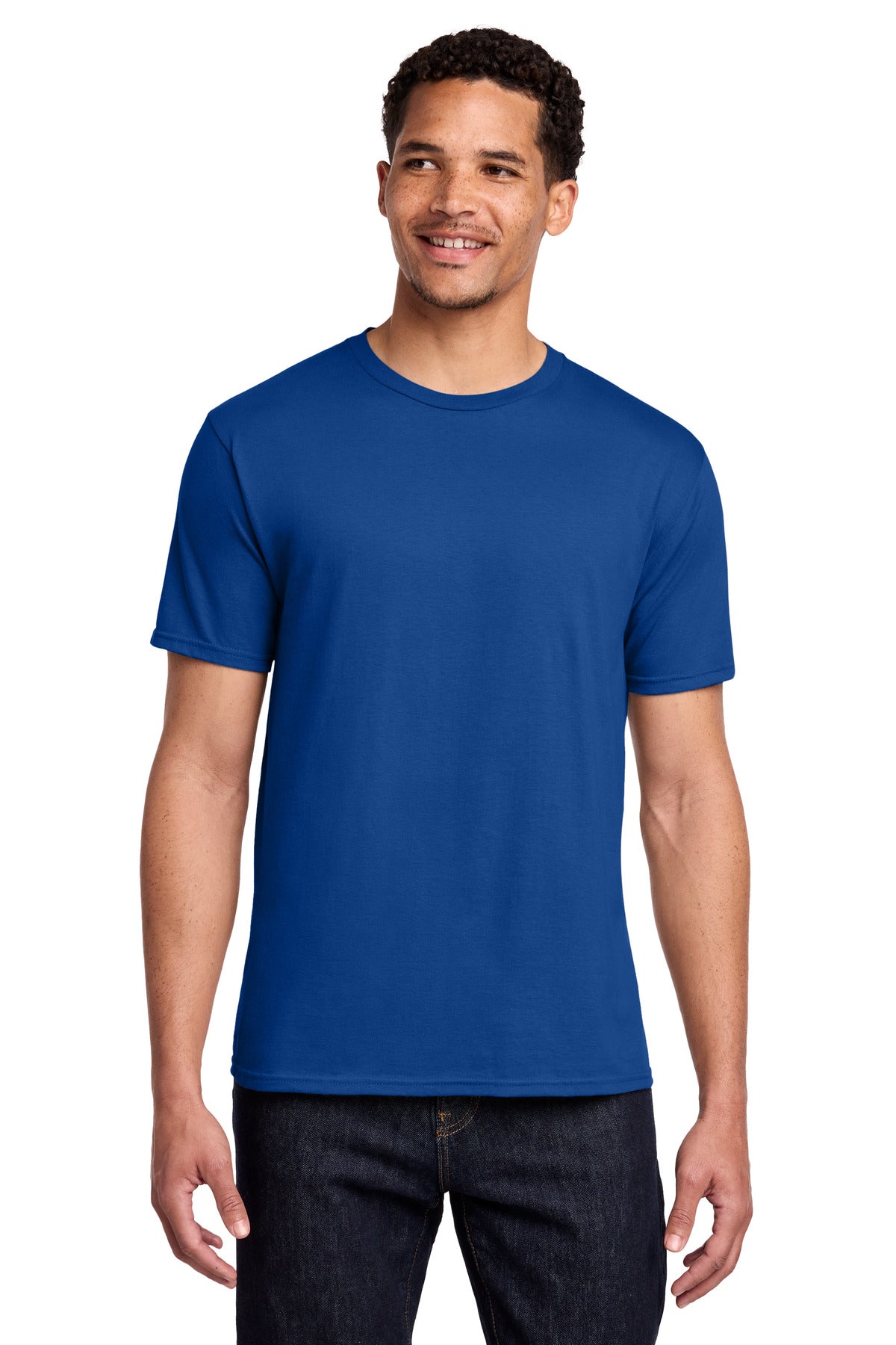 Front View of True Royal Port & Co Fan Favorite Tee. PC450