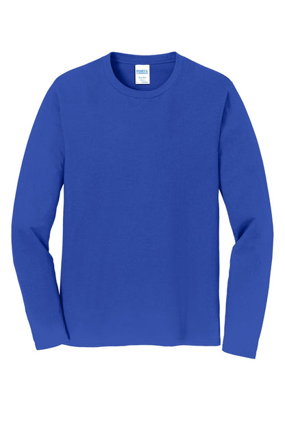 Front View of True Royal Port & Co Long Sleeve Fan Favorite Tee. PC450LS