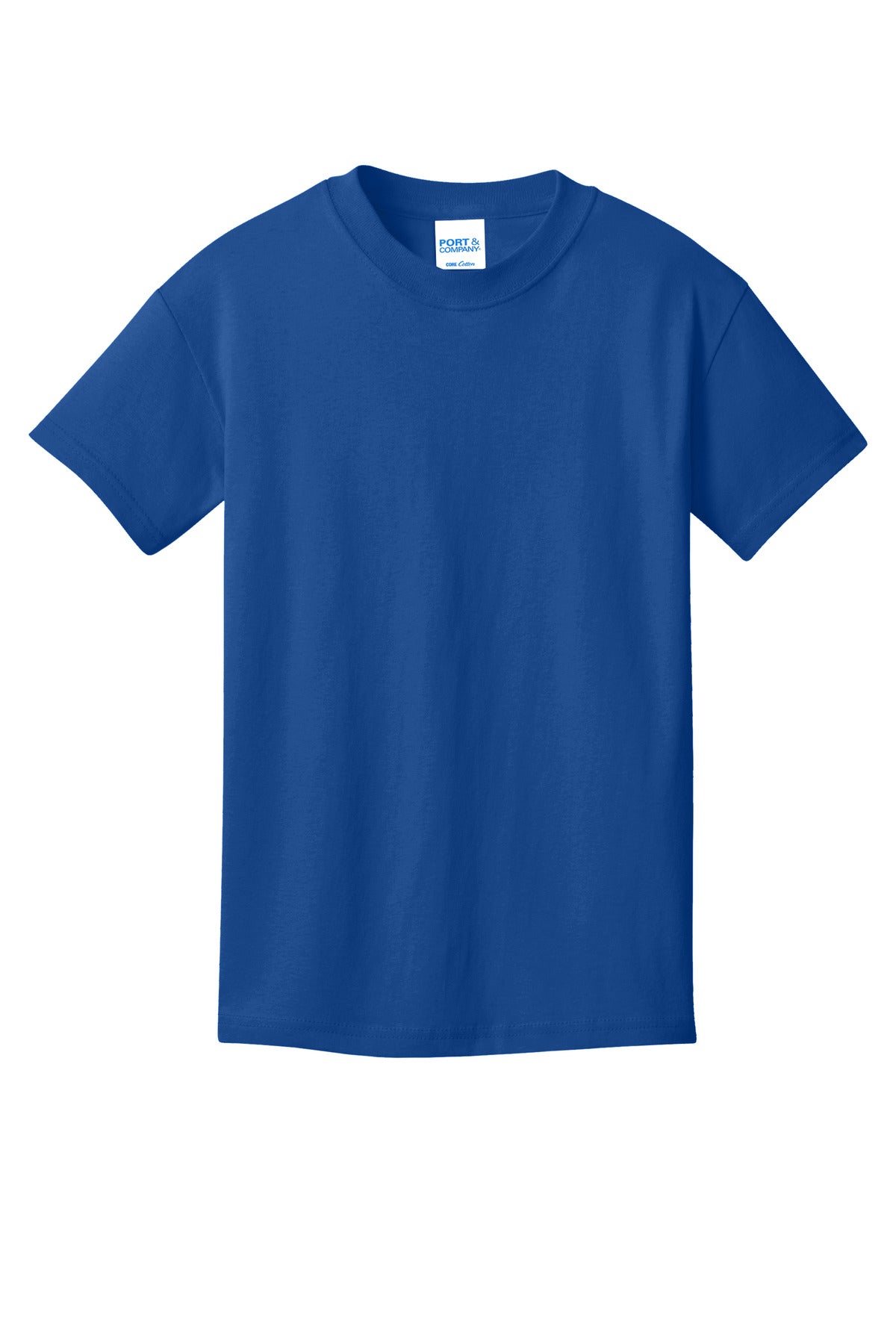 Front View of True Royal Port & Co Youth Core Cotton Tee. PC54Y