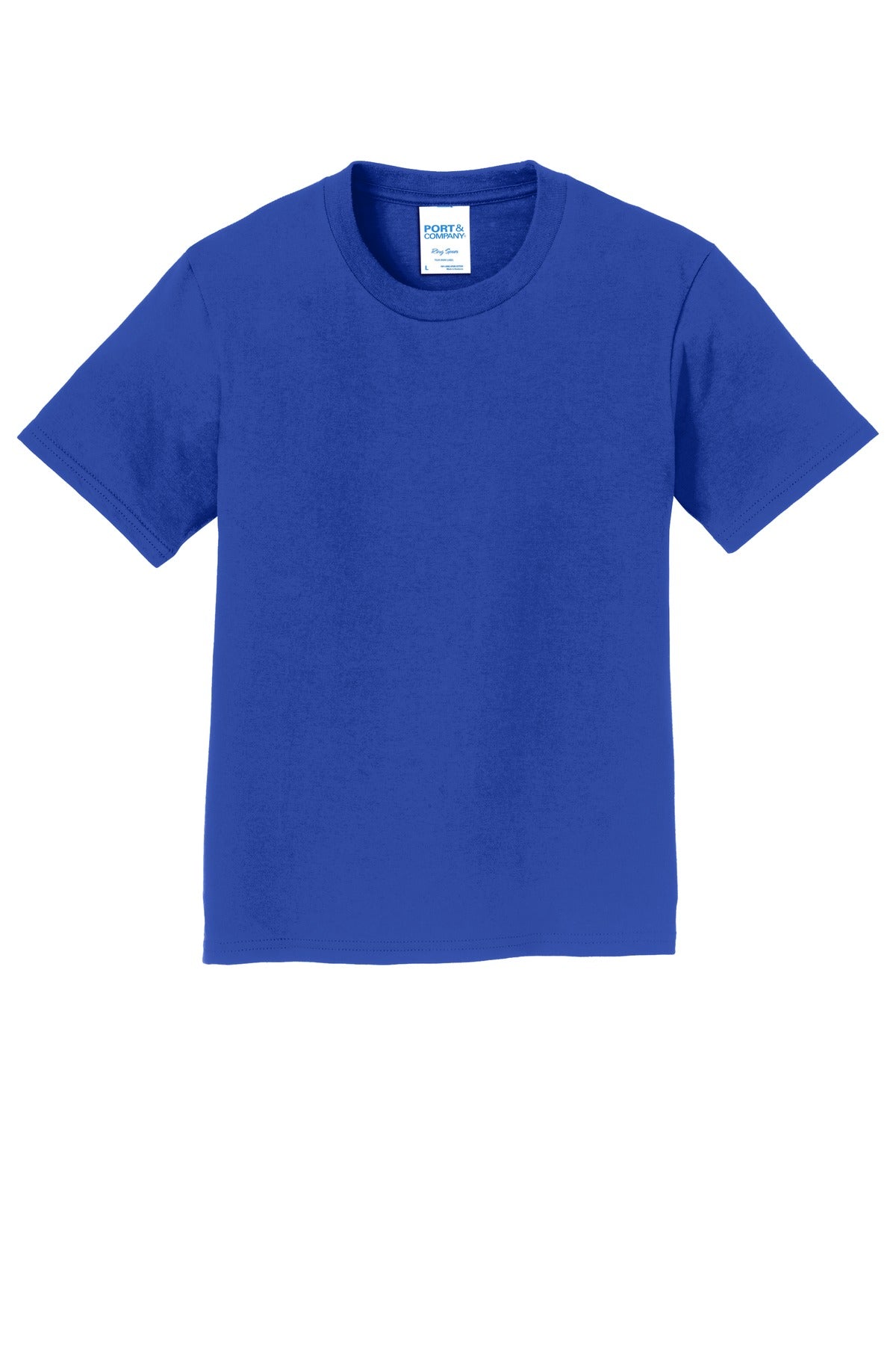 Front View of True Royal Port & Co Youth Fan Favorite Tee. PC450Y