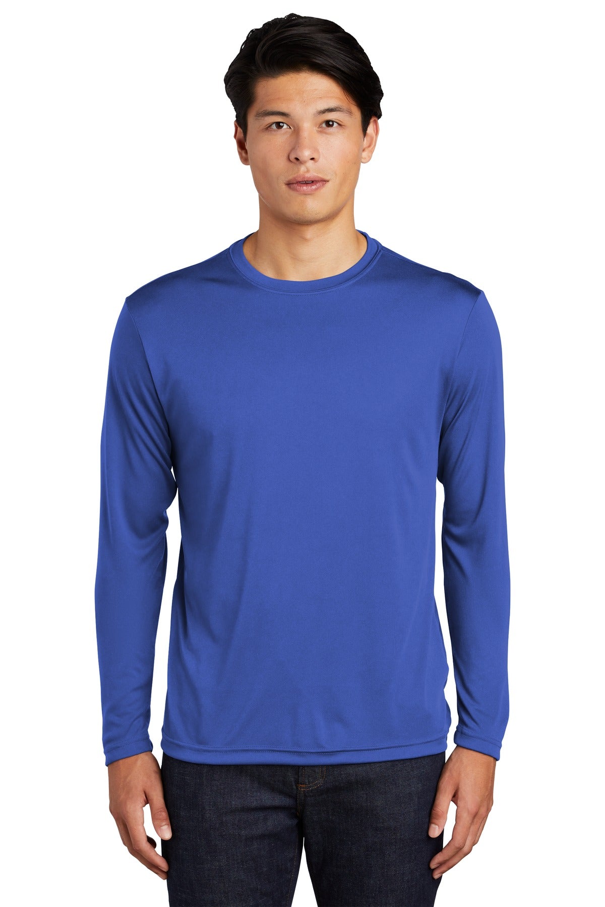 Front View of True Royal Sport-Tek Long Sleeve PosiCharge Competitor Tee. ST350LS