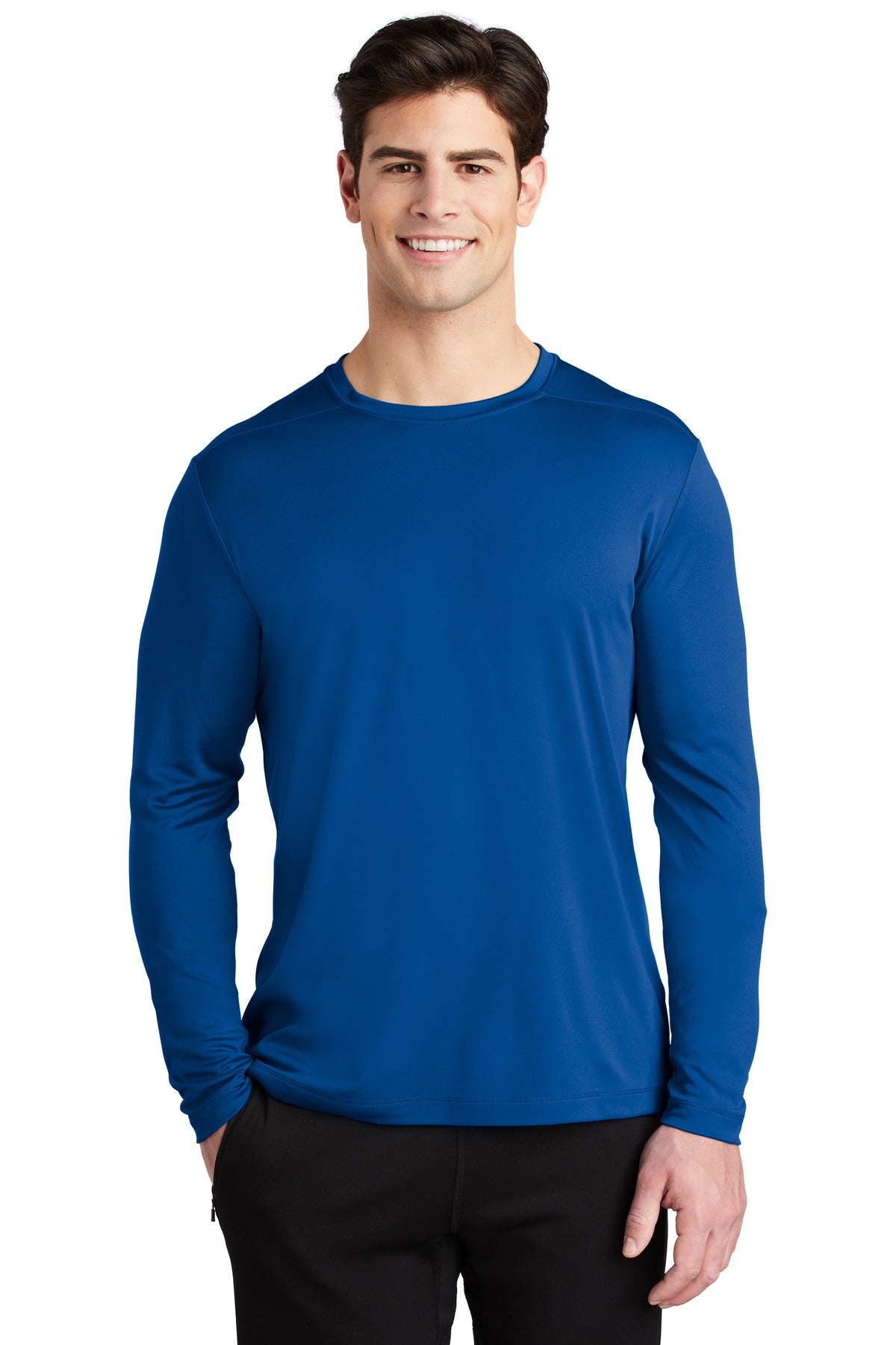 Front View of True Royal Sport-Tek Posi-UV Pro Long Sleeve Tee. ST420LS