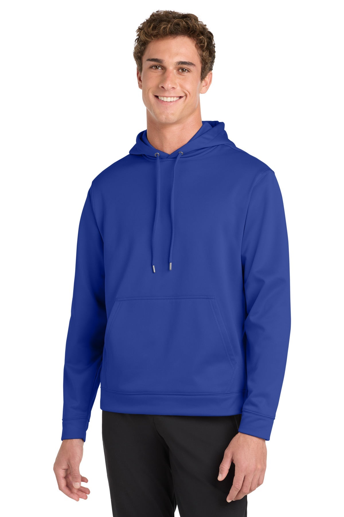 Front View of True Royal Sport-Tek Sport-Wick Fleece Hooded Pullover. F244