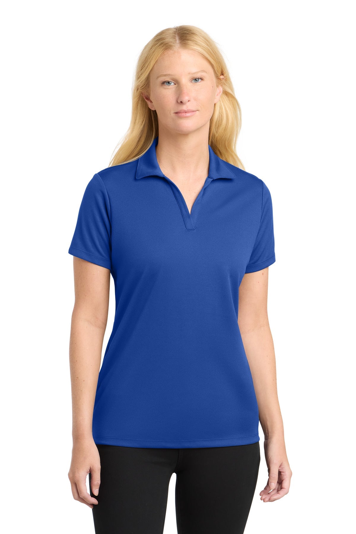 Front View of True Royal Sport-Tek Women's PosiCharge RacerMesh Polo. LST640