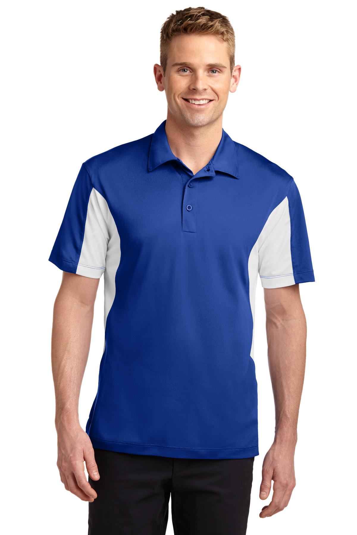 Front View of True Royal/Wht Sport-Tek Side Blocked Micropique Sport-Wick Polo. ST655