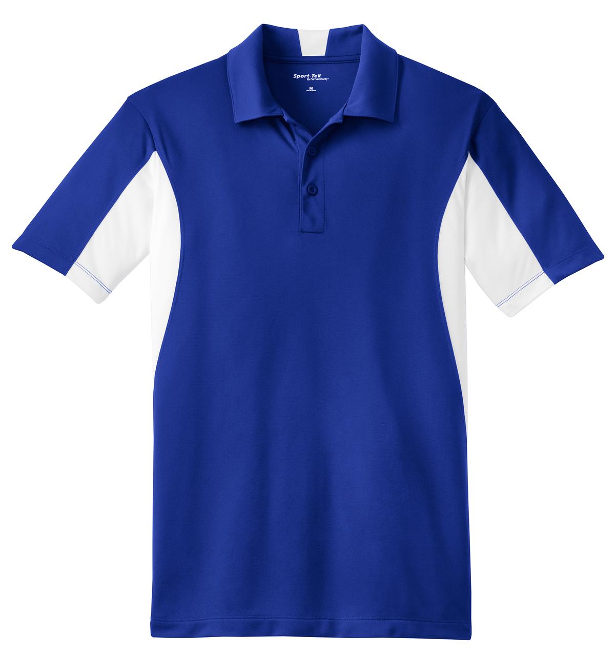 Front View of True Royal/Wht Sport-Tek Side Blocked Micropique Sport-Wick Polo. ST655