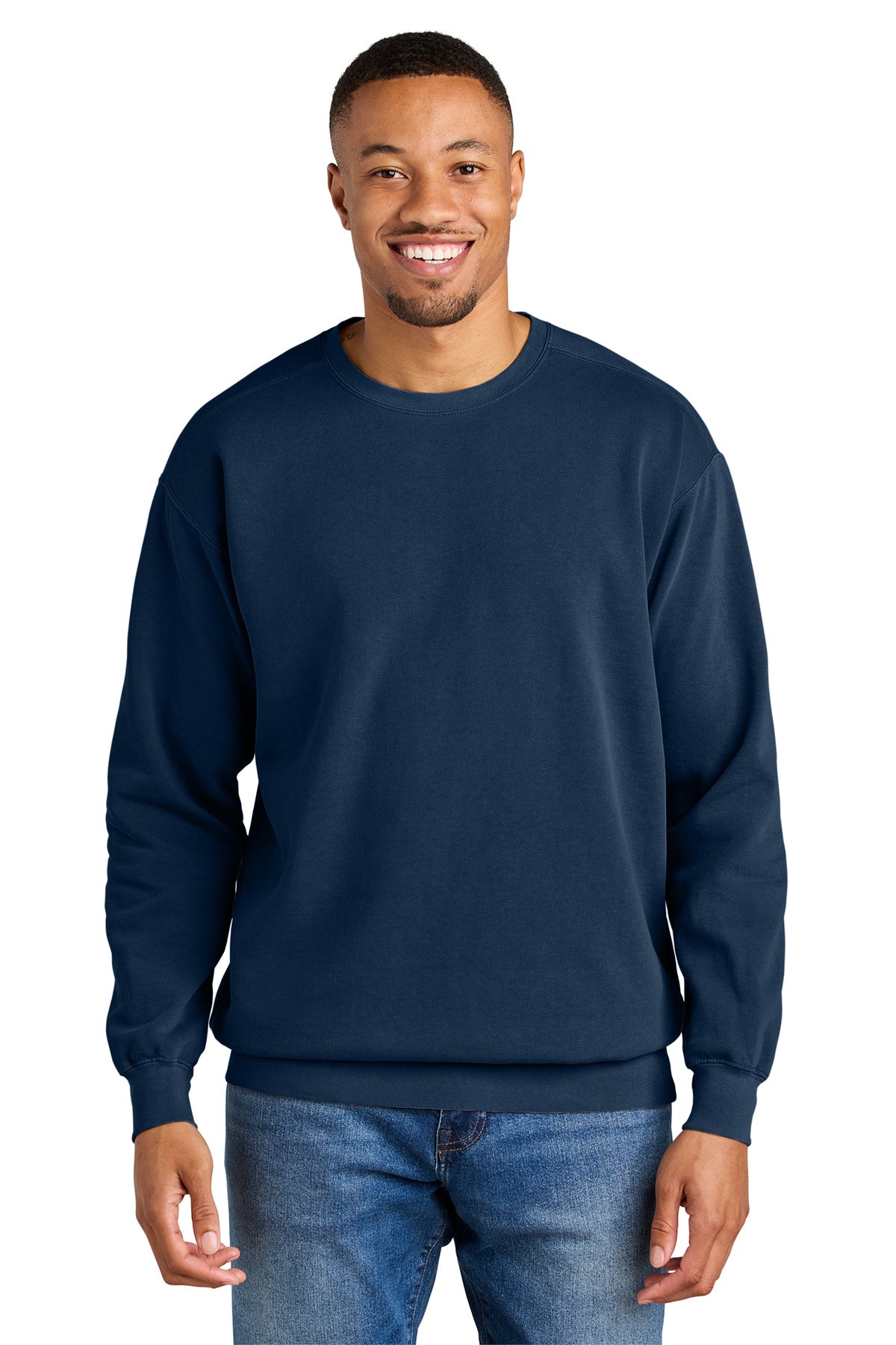 Front View of TrueNavy COMFORT COLORS Ring Spun Crewneck Sweatshirt. 1566