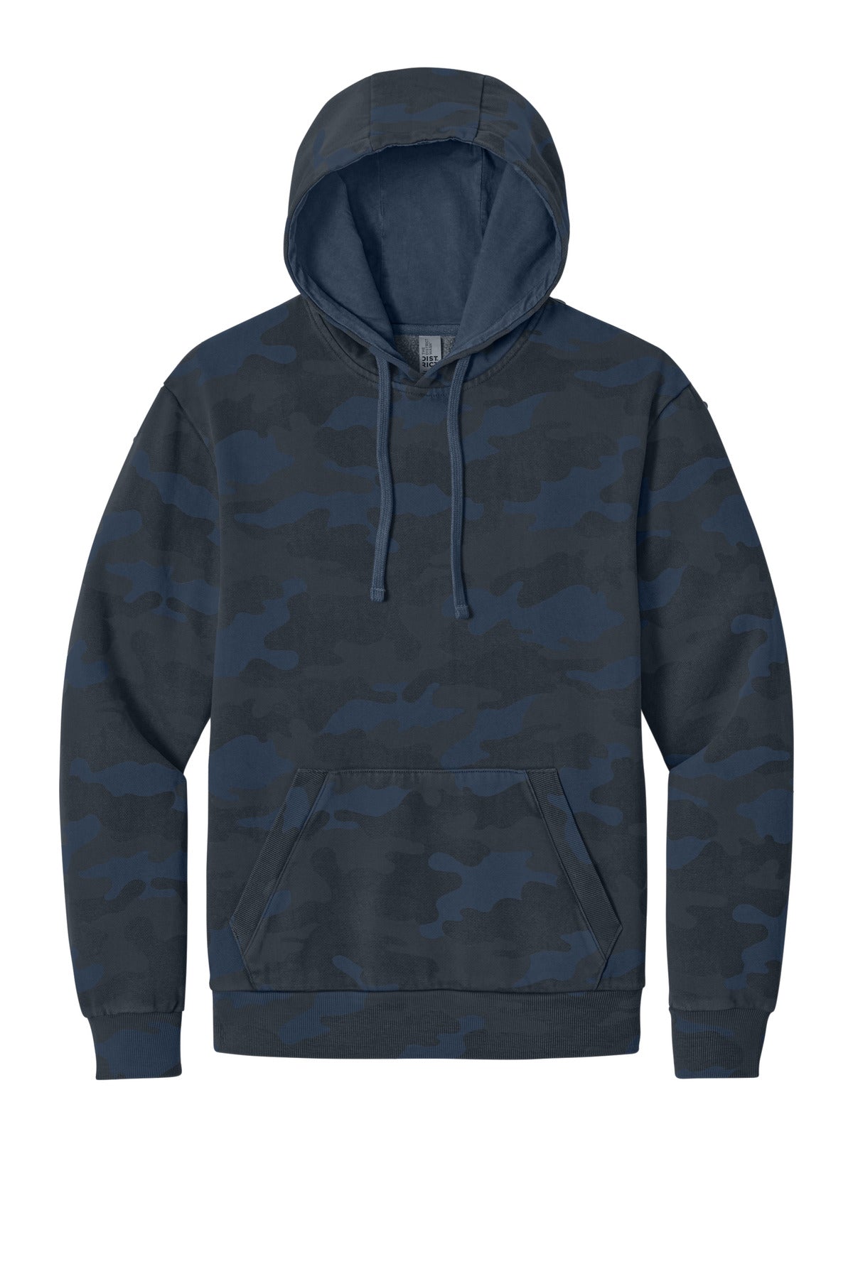 Front View of TrueNavy District Wash Camo Fleece Hoodie DT2200C
