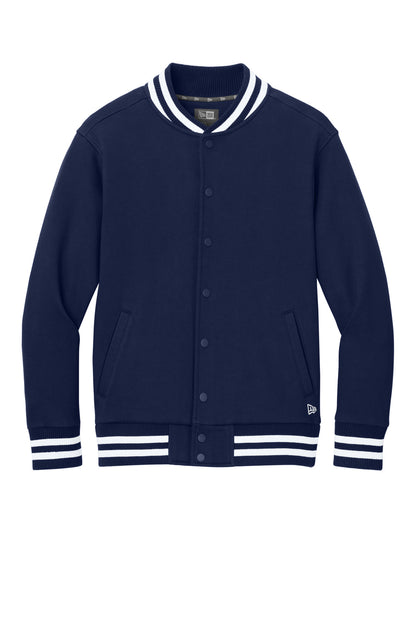 Front View of TrueNavy New Era Varsity Heavyweight Fleece Jacket NEA560