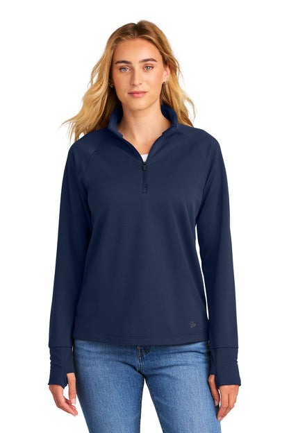Front View of TrueNavy New Era Women's Stand Out 1/4-Zip LNEA515