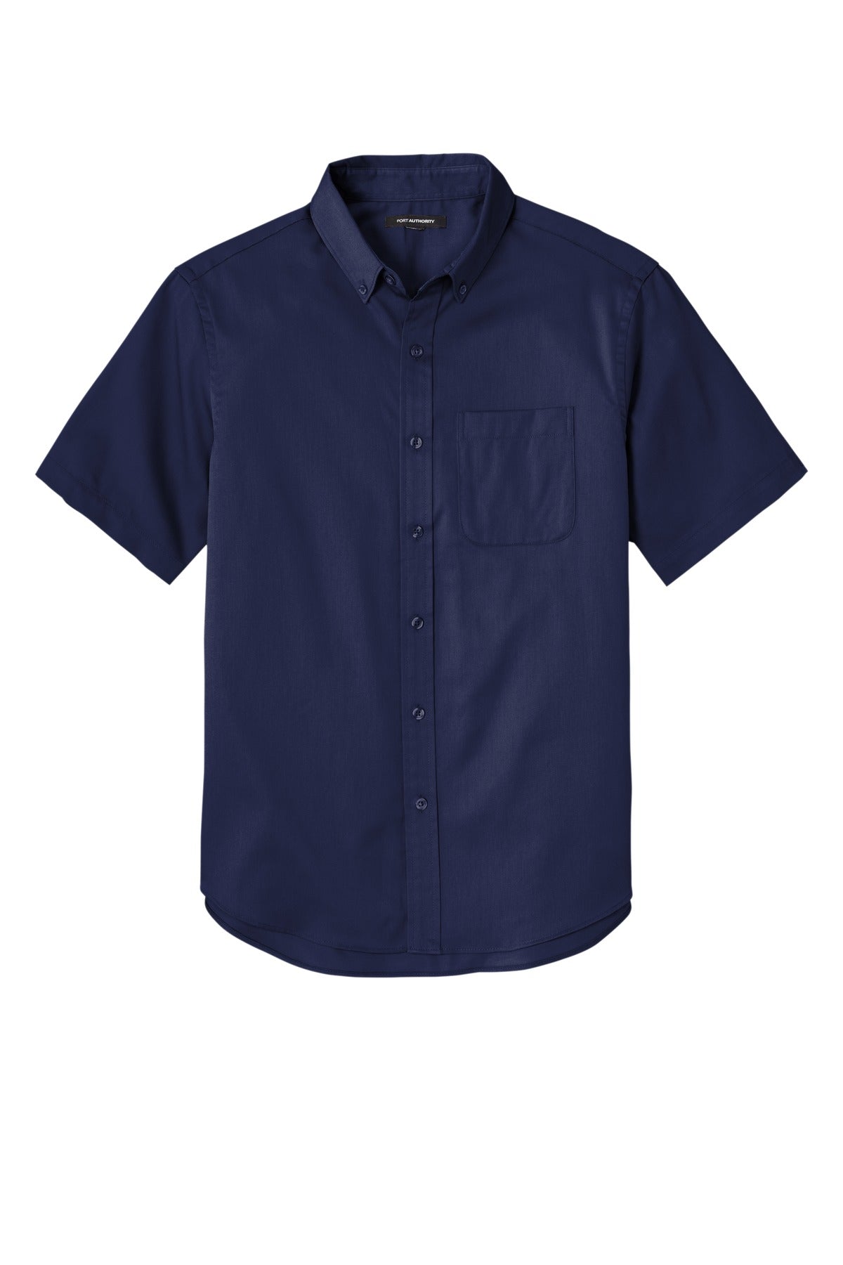 Front View of TrueNavy Port Authority Short Sleeve SuperPro React Twill Shirt. W809