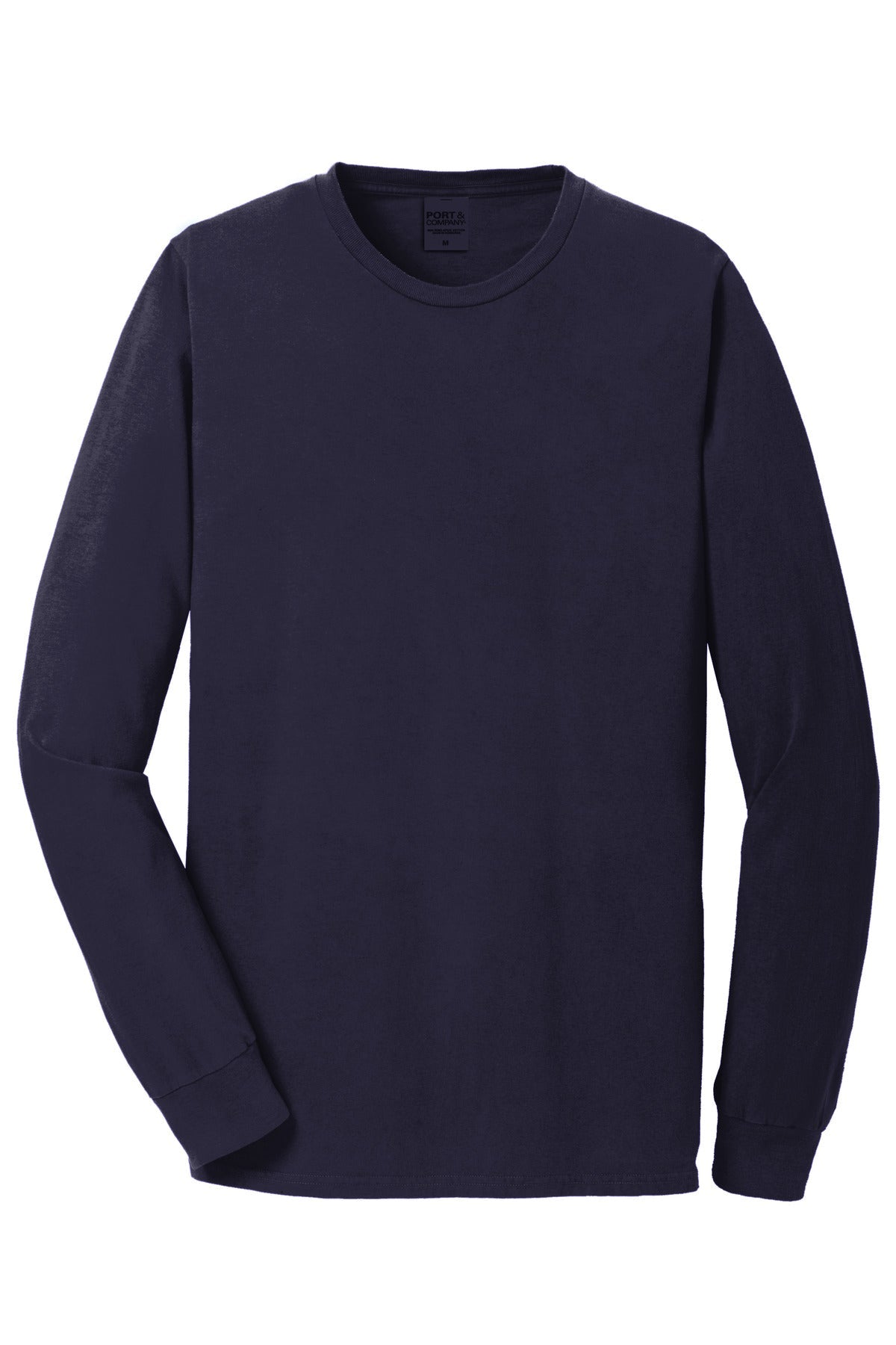 Front View of TrueNavy Port & Co Beach Wash Garment-Dyed Long Sleeve Tee PC099LS