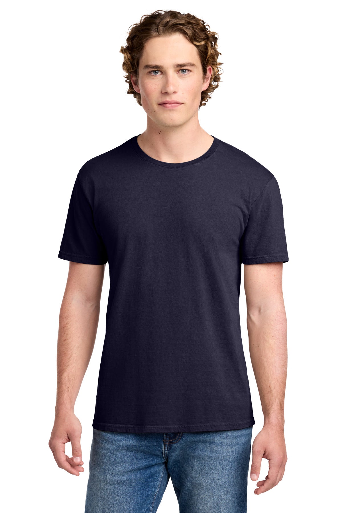 Front View of TrueNavy Port & Co Beach Wash Garment-Dyed Tee. PC099