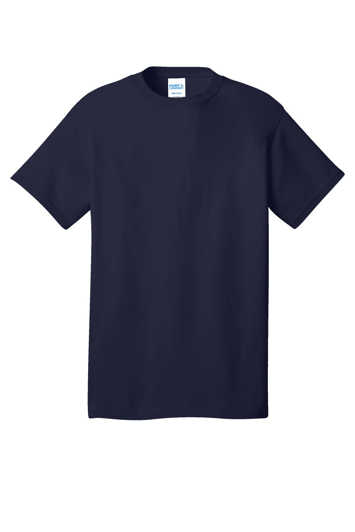 Front View of TrueNavy Port & Co Core Cotton Tee. PC54