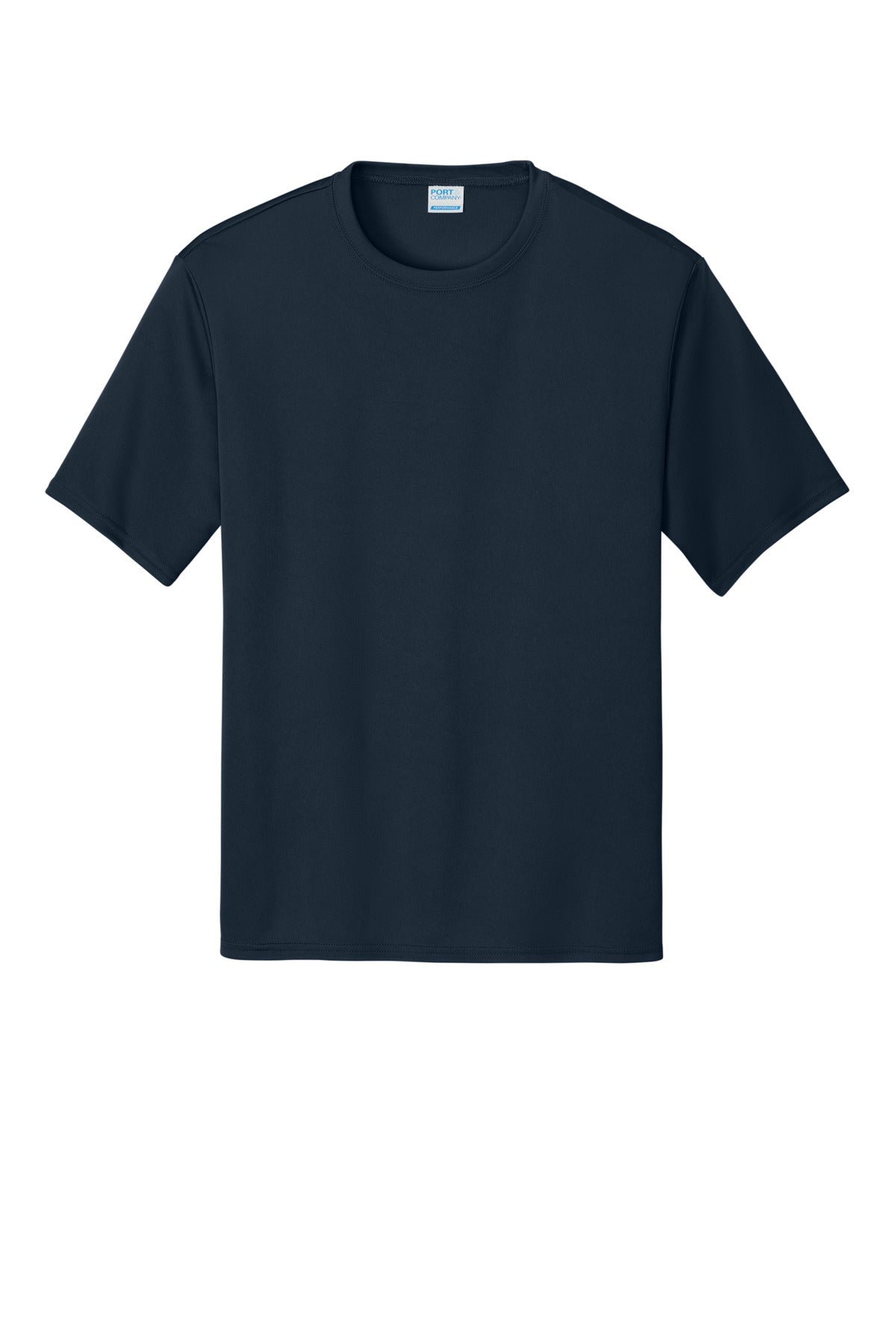 Front View of TrueNavy Port & Co Performance Tee. PC380