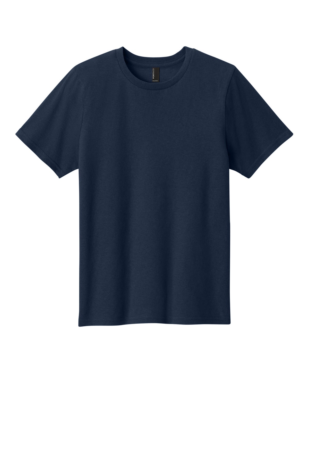 Front View of TrueNavy Port & Co Youth Easy Cotton Tee PC43Y