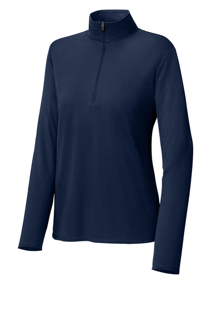 Front View of TrueNavy Sport-Tek Women's Micropique Sport-Wick 1/4-Zip LST672
