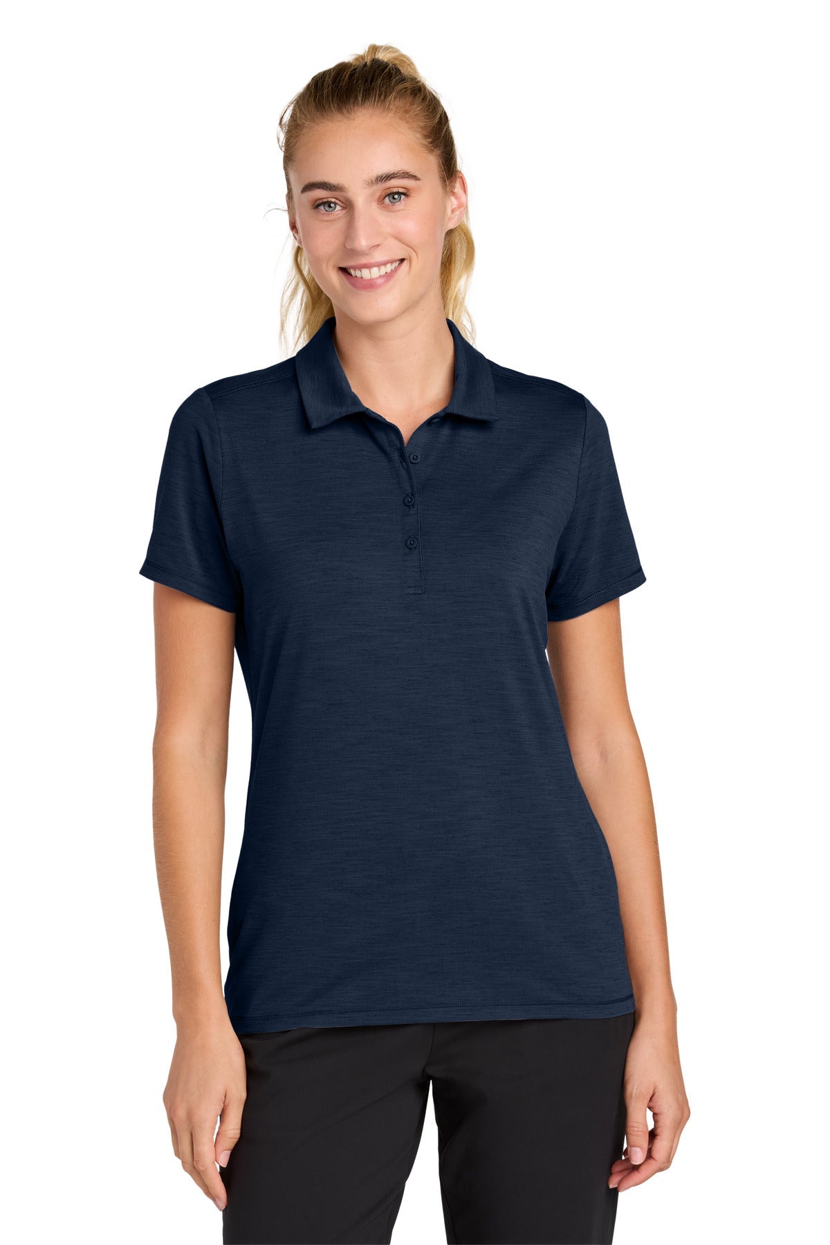 Front View of TrueNavy Sport-Tek Women's Versa Polo LST490