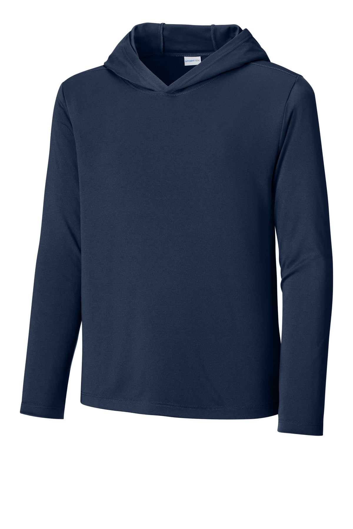 Front View of TrueNavy Sport-Tek Youth Posi-UV Pro Long Sleeve Hoodie YST420LSH