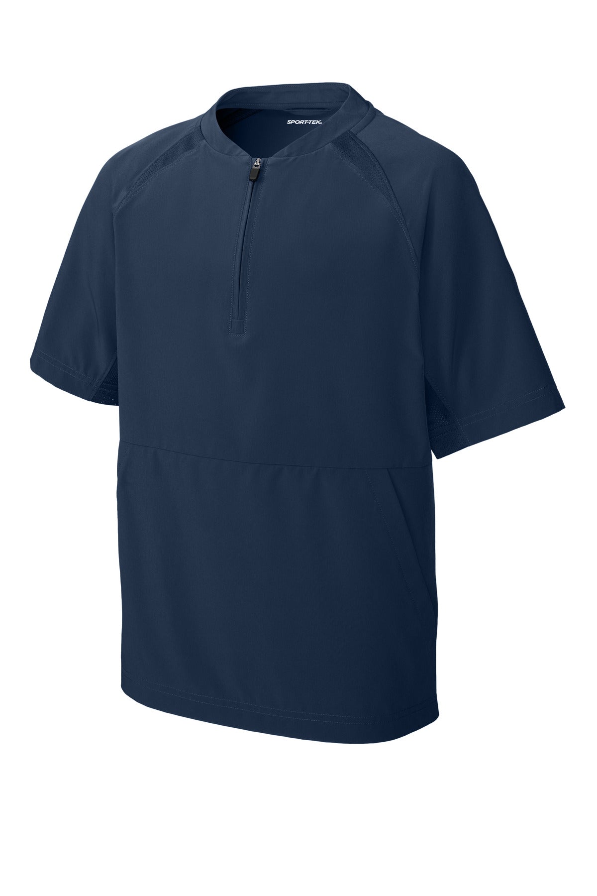 Front View of TrueNavy Sport-Tek Youth Repeat 1/2-Zip Short Sleeve Jacket YJST489