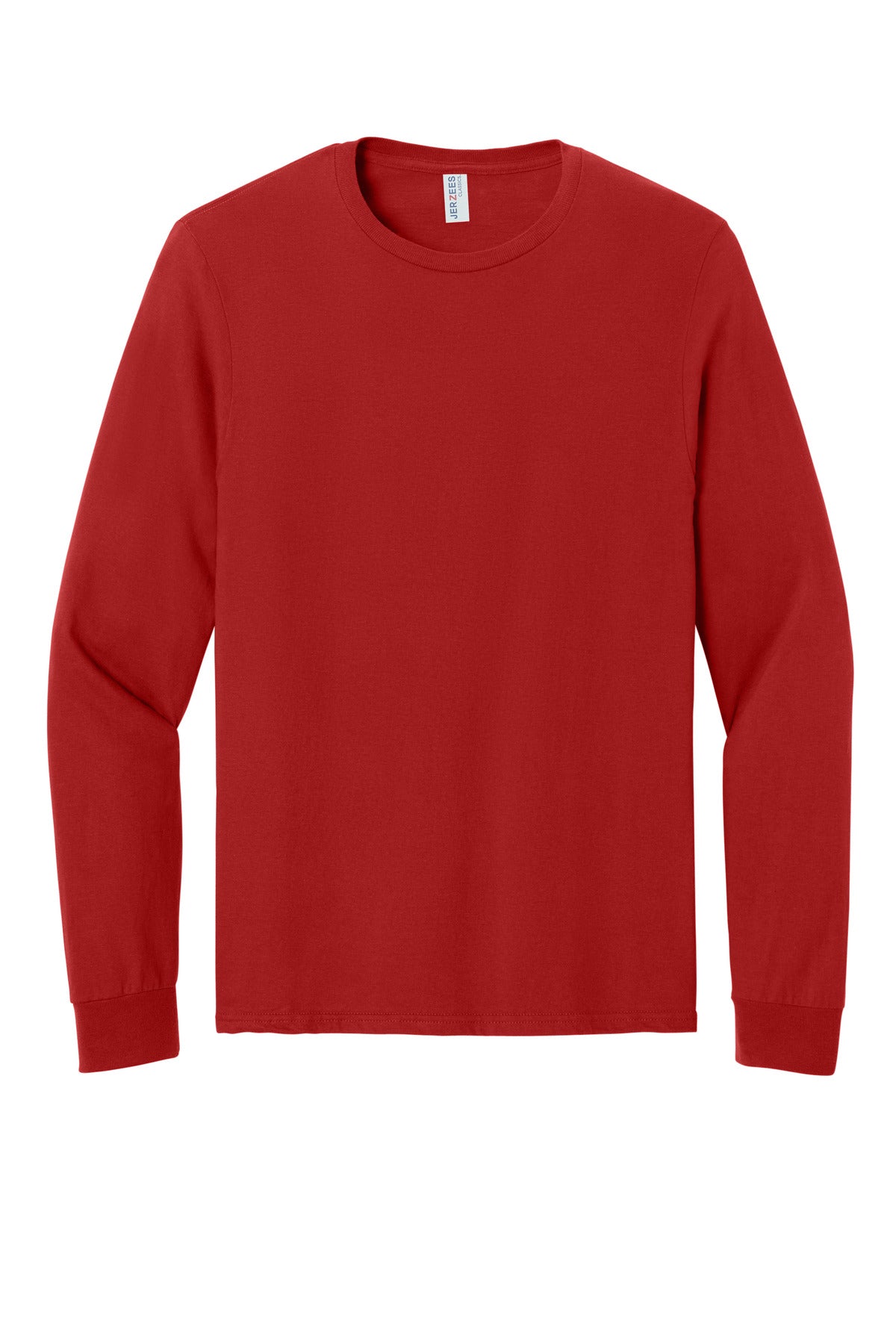 Front View of TrueRed Jerzees Classics Unisex Cotton Long Sleeve T-Shirt 363L