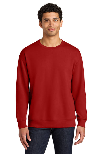 Front View of TrueRed Jerzees Ultimate Unisex CVC Ring Spun Crewneck Sweatshirt IC48M