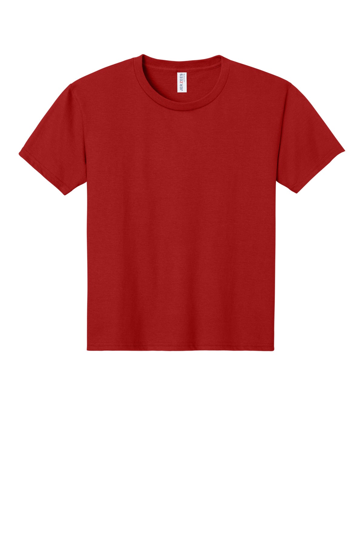 Front View of TrueRed Jerzees Ultimate Youth Ring Spun T-Shirt IC46B
