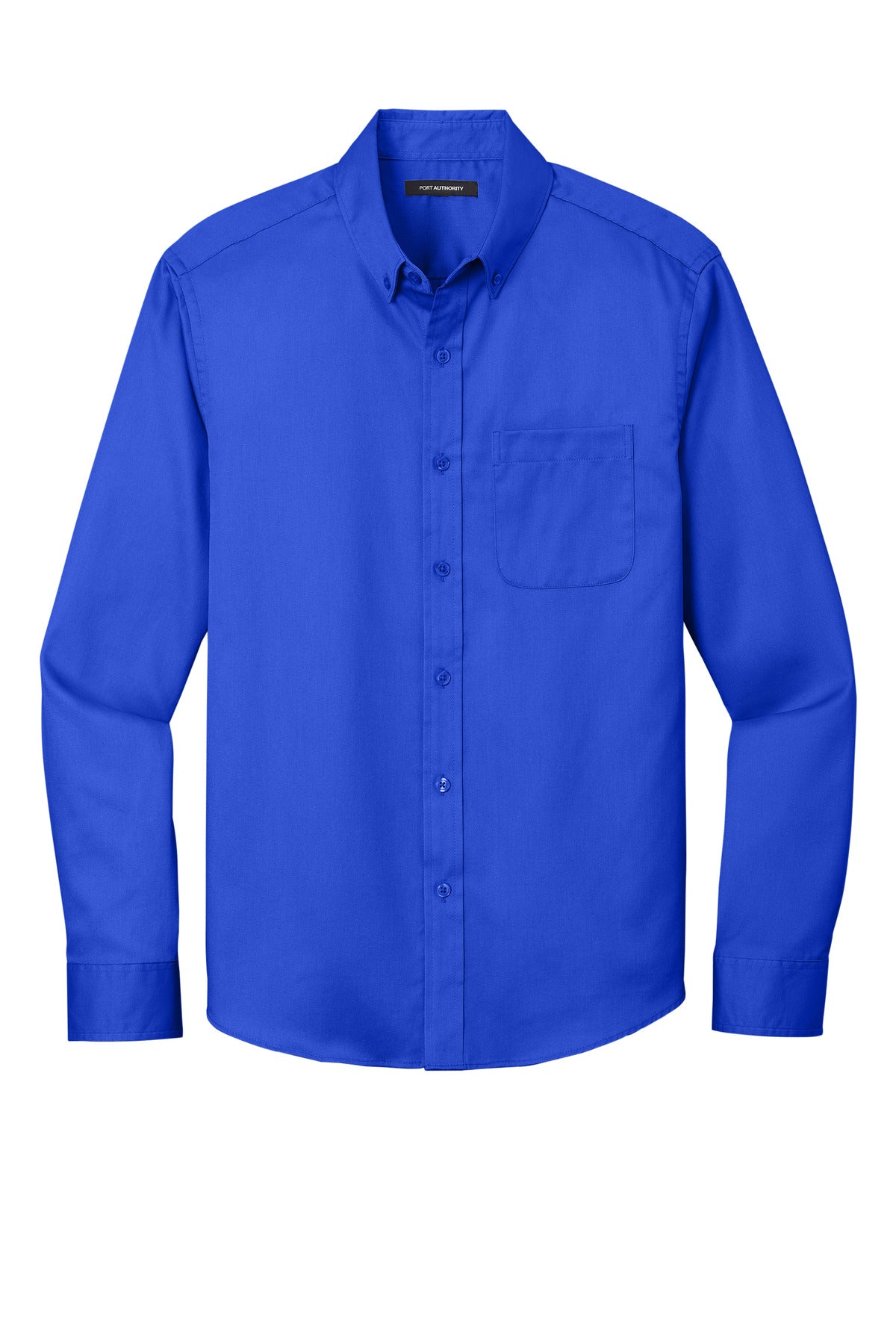 Front View of TrueRoyal Port Authority Long Sleeve SuperPro React Twill Shirt. W808