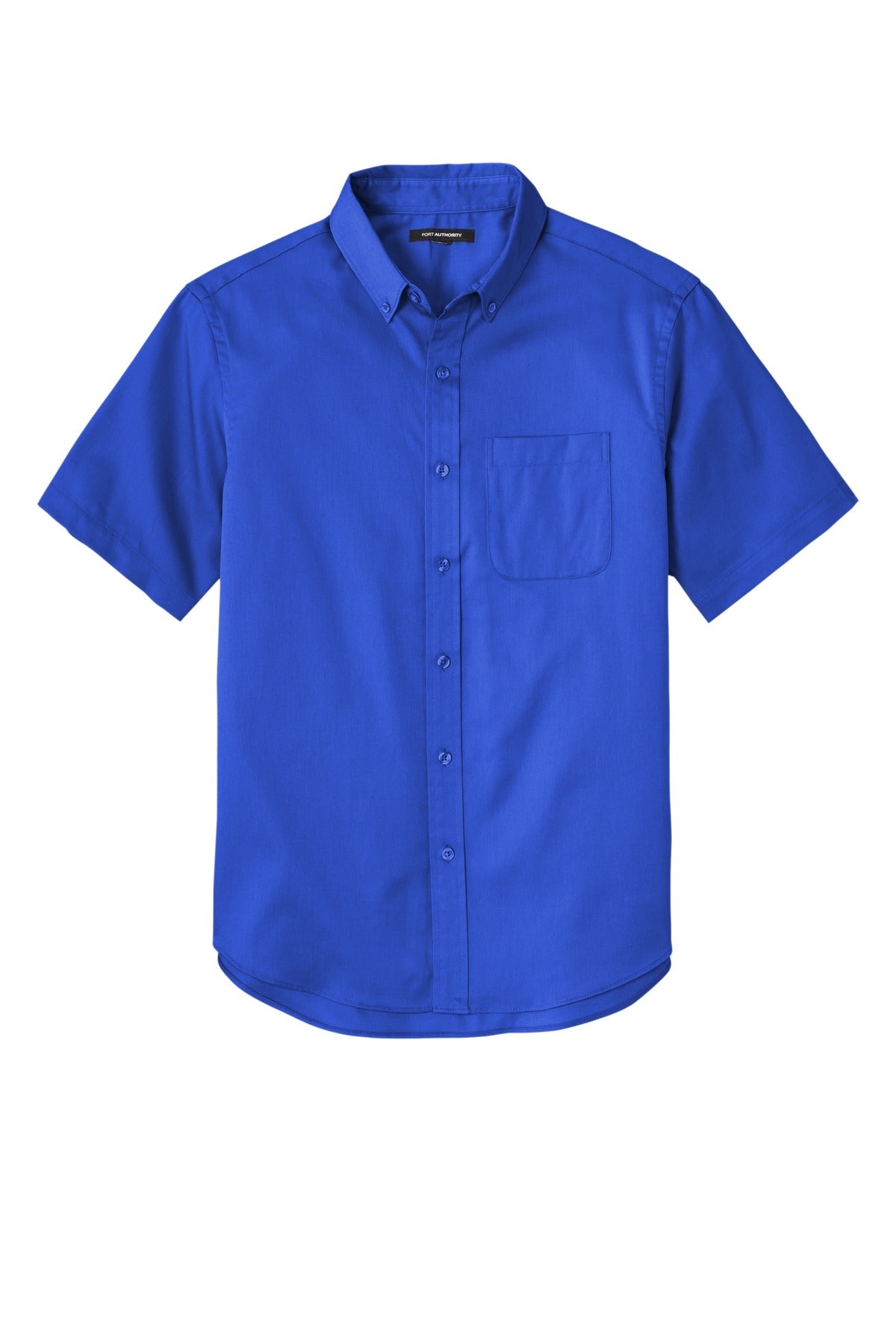 Front View of TrueRoyal Port Authority Short Sleeve SuperPro React Twill Shirt. W809