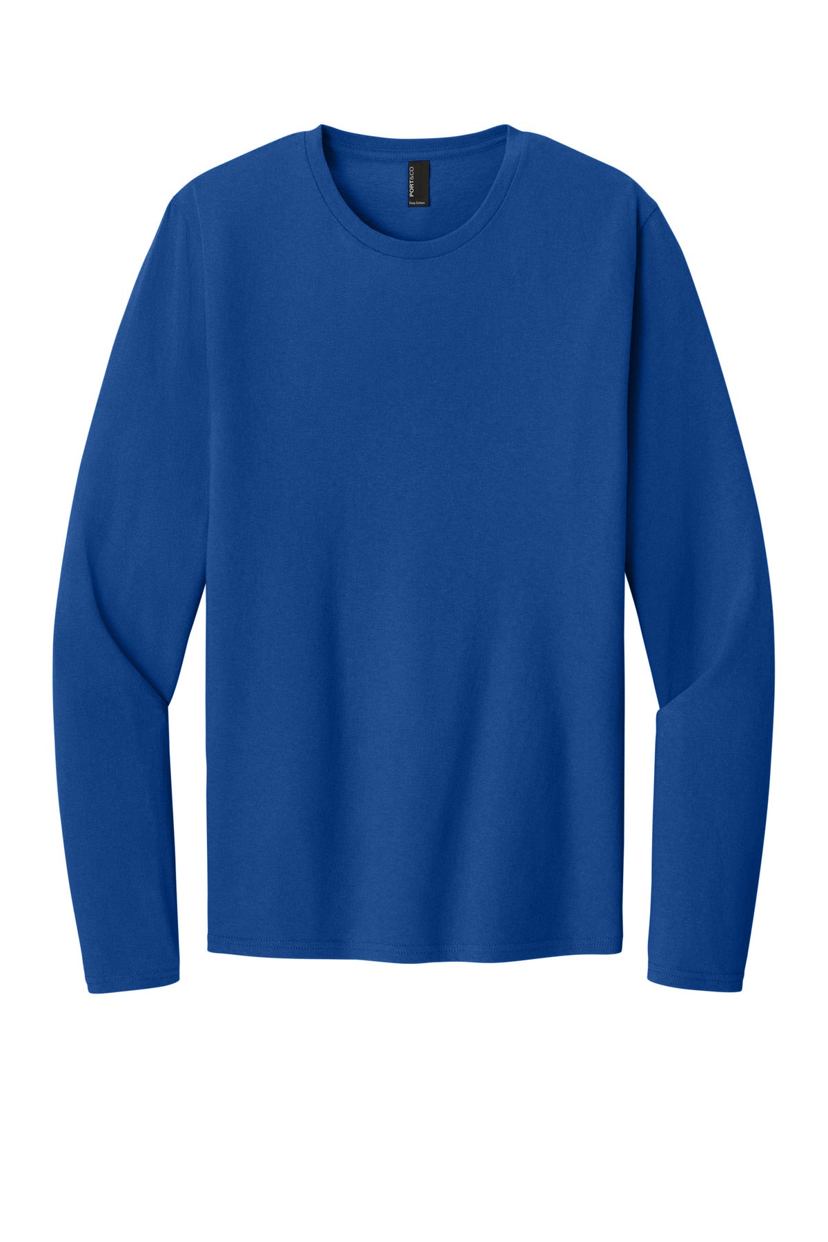 Front View of TrueRoyal Port & Co Easy Cotton Long Sleeve Tee PC43LS