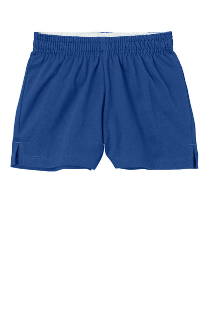 Front View of TrueRoyal Sport-Tek Girls Jersey Knit Squad Short YGST311