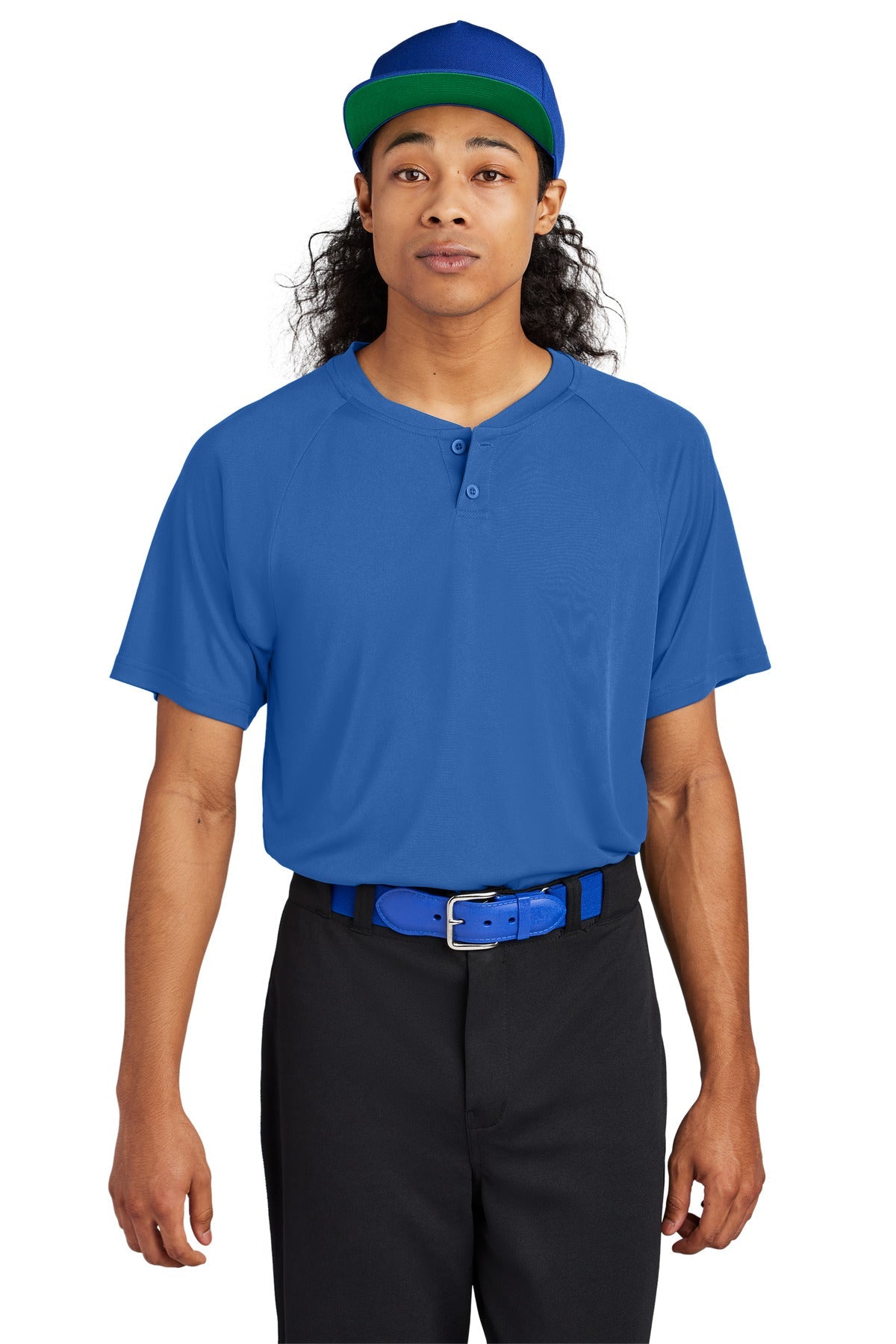 Front View of TrueRoyal Sport-Tek PosiCharge Competitor 2-Button Henley ST359